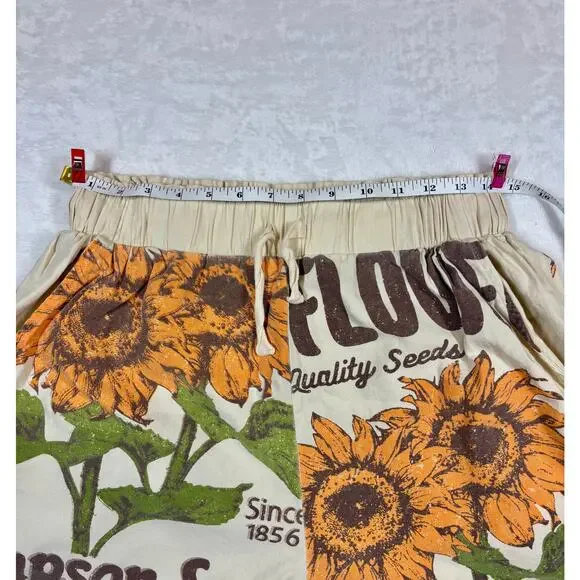 Jaded Gypsy Local Fair 100% Cotton Chic Boho Sunflower Shorts Size L/XL - Picture 3 of 8